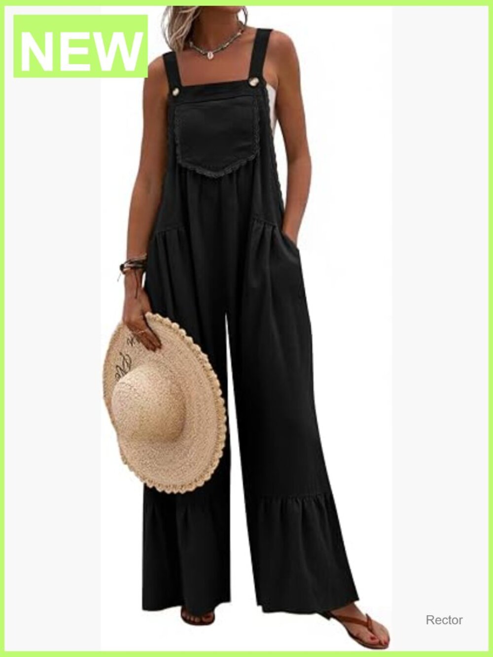 Casual Lace Overalls Jumpsuit Wide Leg Ruffle Romper with Pockets